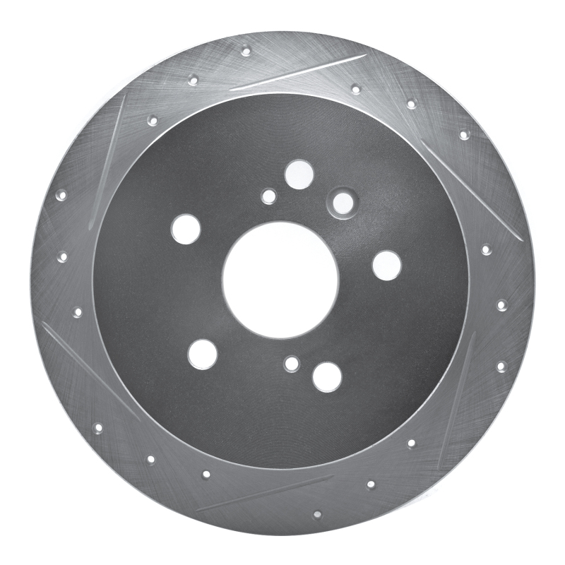 Lexus RX330 Brake Rotor (1) - Rear Left - R1 Concepts - Drilled & Slotted - Silver - `04-`09